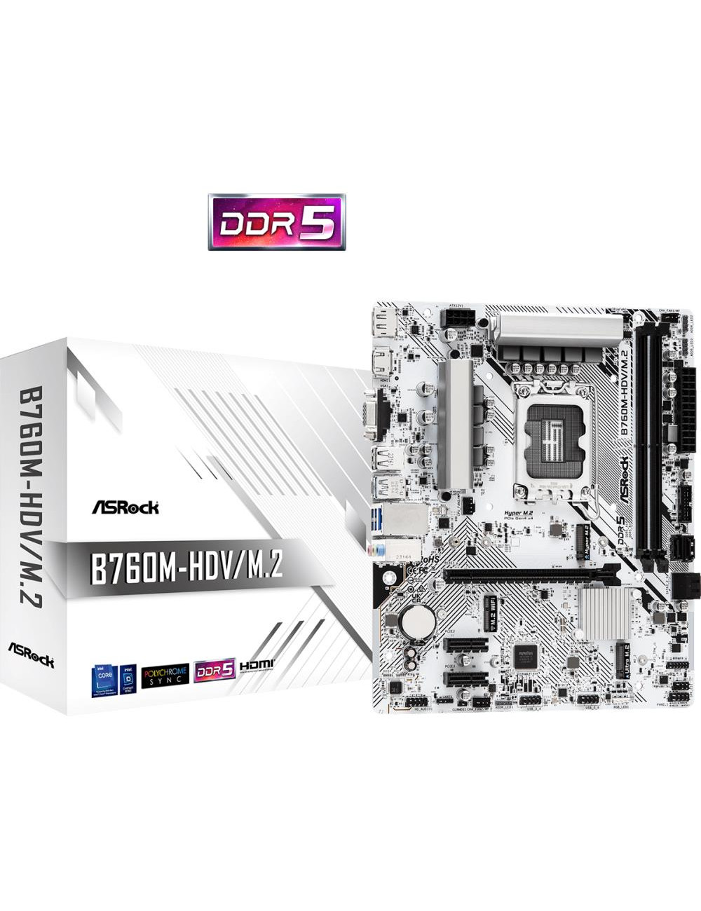 Mainboard|ASROCK|Intel B760 Express|LGA1700|Micro-ATX|Memory DDR5|Memory slots 2|2xPCI-Express 3.0 1x|1xPCI-Express 4.0 16x|1xM.