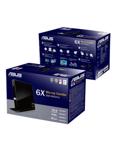 ASUS SBC-06D2X-U External Slim Blu-ray read Drive, Black, BDXL support, 6X Blu-ray reading speed, USB 2.0 Asus