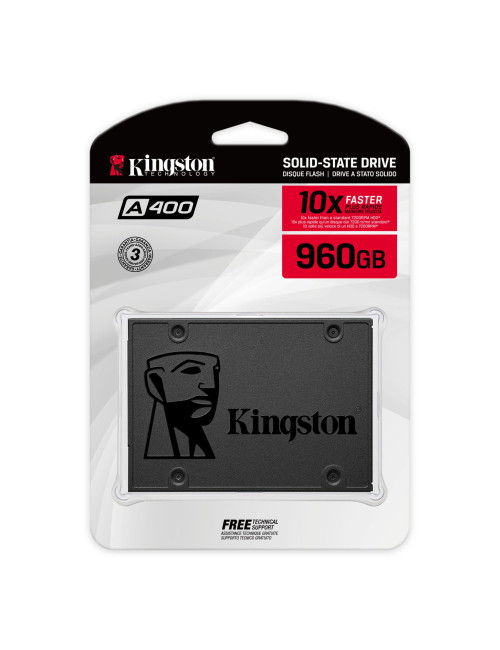 Kingston SSD A400 960 GB SSD form factor 2.5" SSD interface SATA Rev 3.0 Write speed 450 MB/s Read speed 500 MB/s