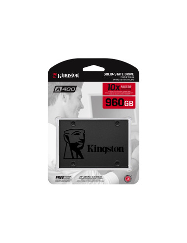 Kingston SSD A400 960 GB SSD form factor 2.5" SSD interface SATA Rev 3.0 Write speed 450 MB/s Read speed 500 MB/s