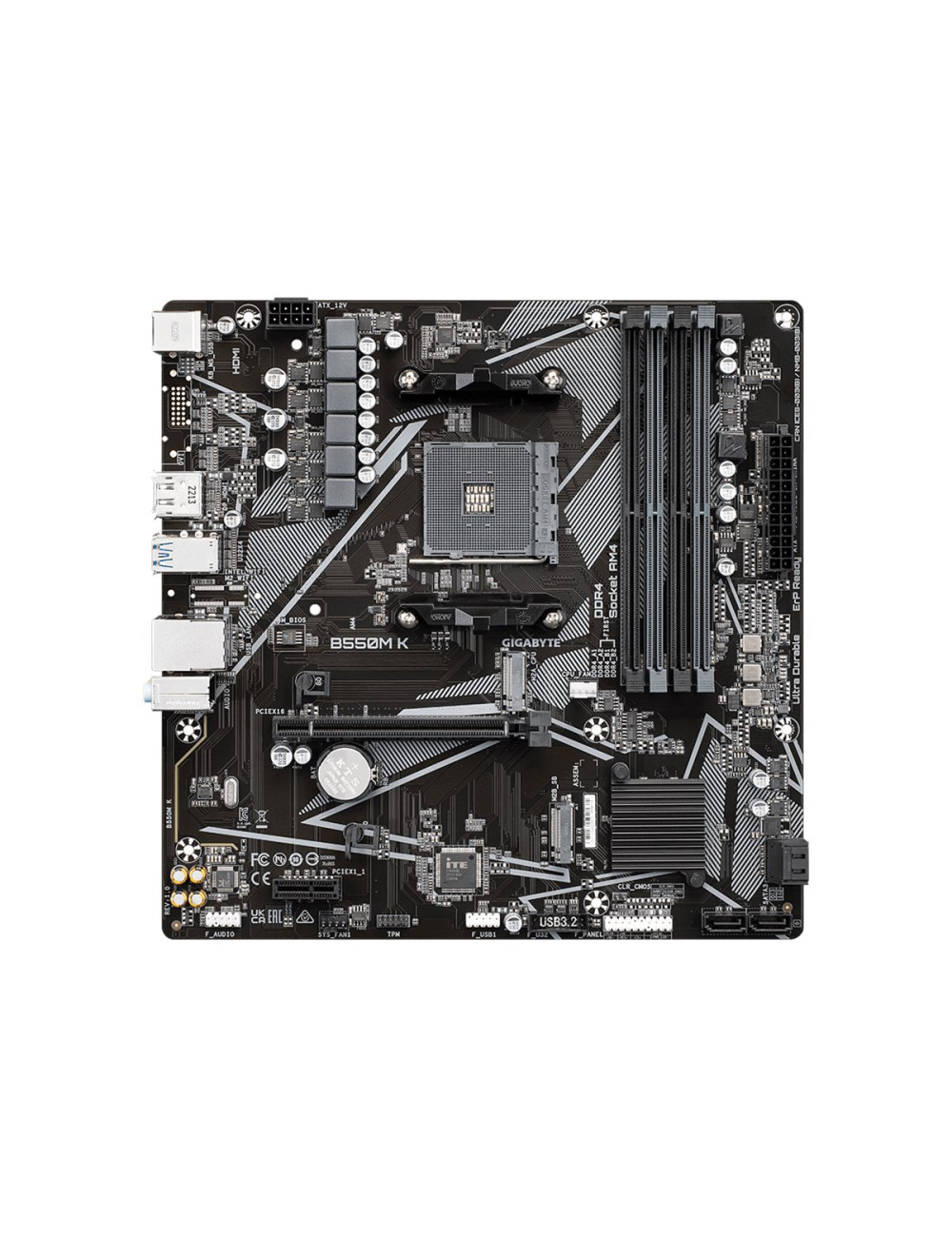 Gigabyte B550M K 1.0 M/B Processor family AMD Processor socket AM4 DDR4 DIMM Memory slots 4 Supported hard disk drive interfaces