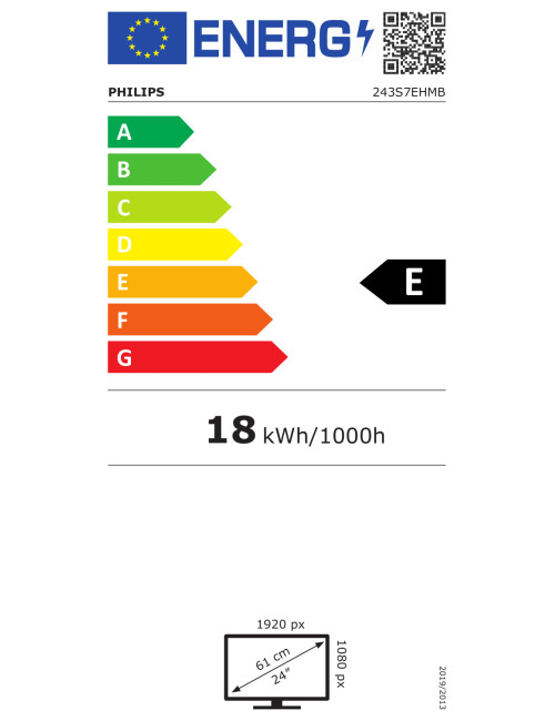 Philips 243S7EHMB/00 23.8 " IPS FHD 16:9 5 ms 250 cd/m Black HDMI ports quantity 1 60 Hz