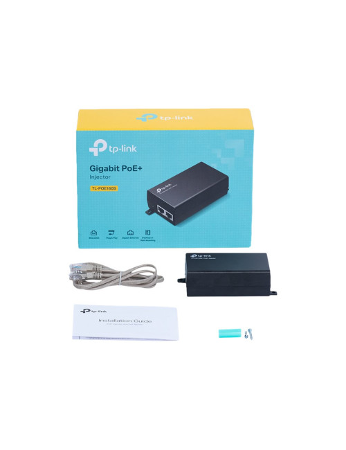 TP-LINK PoE+ Injector Adapter TL-POE160S 10/100/1000 Mbit/s Ethernet LAN (RJ-45) ports 1x10/100/1000Mbps RJ45 data-in port, 1x10