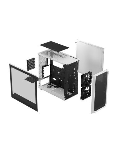 Fractal Design Focus 2 Side window White TG Clear Tint Midi Tower Power supply included No