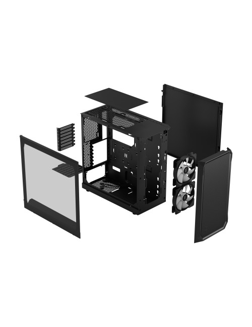 Fractal Design Focus 2 Side window RGB Black TG Clear Tint Midi Tower Power supply included No