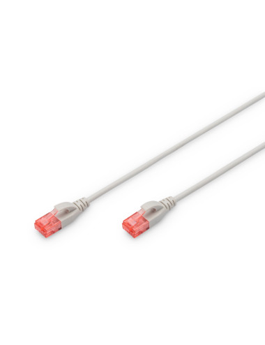Digitus CAT 6 U-UTP Slim patch cord Patch cord Modular RJ45 (8/8) plug Transparent red coloured connector for easy identificatio