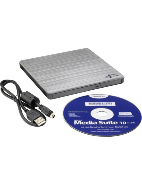 H.L Data Storage Ultra Slim Portable DVD-Writer GP60NS60 Interface USB 2.0 DVD R/RW CD read speed 24 x CD write speed 24 x Silve