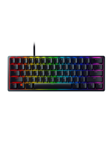 Razer Huntsman Mini Gaming keyboard 60% form factor Doubleshot PBT keycaps with side-printed secondary functions RGB LED light U