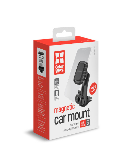 ColorWay Magnetic Car Holder For Smartphone Air Vent-3 Magnetic Gray Car air duct deflector mount. Fixing the smartphone using a