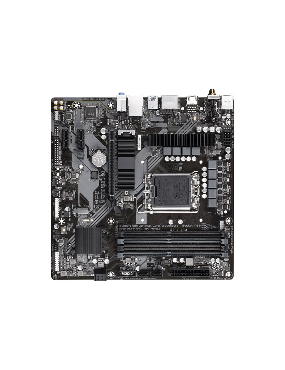 Gigabyte B760M DS3H AX DDR4 1.0 M/B Processor family Intel Processor socket LGA1700 DDR4 DIMM Memory slots 4 Supported hard disk