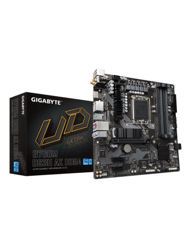 Gigabyte B760M DS3H AX DDR4 1.0 M/B Processor family Intel Processor socket LGA1700 DDR4 DIMM Memory slots 4 Supported hard disk
