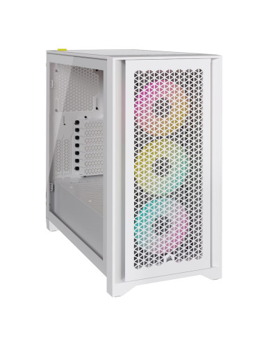 Corsair Tempered Glass PC Case iCUE 4000D RGB AIRFLOW Side window White Mid-Tower Power supply included No