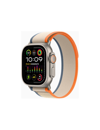 Apple Watch Ultra 2 GPS + Cellular, 49mm Titanium Case with Orange/Beige Trail Loop - S/M Apple Water-resistant, Splash-resistan