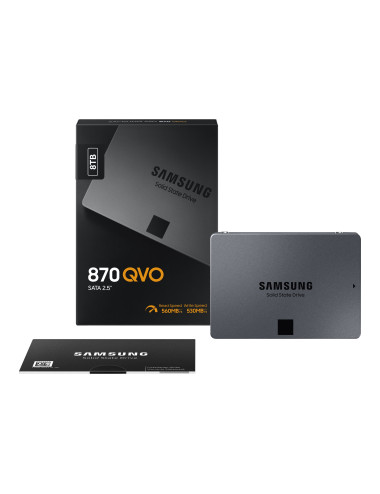 Samsung SSD 870 QVO 8000 GB SSD form factor 2.5" SSD interface SATA III Write speed 530 MB/s Read speed 560 MB/s