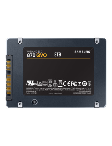 Samsung SSD 870 QVO 8000 GB SSD form factor 2.5" SSD interface SATA III Write speed 530 MB/s Read speed 560 MB/s