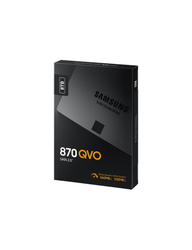 Samsung SSD 870 QVO 8000 GB SSD form factor 2.5" SSD interface SATA III Write speed 530 MB/s Read speed 560 MB/s