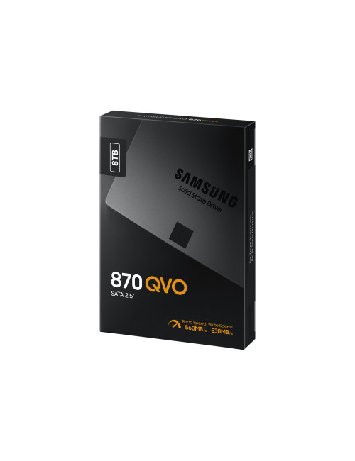 Samsung SSD 870 QVO 8000 GB SSD form factor 2.5" SSD interface SATA III Write speed 530 MB/s Read speed 560 MB/s