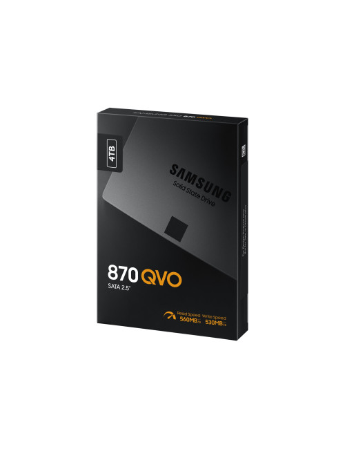 Samsung SSD 870 QVO 4000 GB SSD form factor 2.5" SSD interface SATA III Write speed 530 MB/s Read speed 560 MB/s