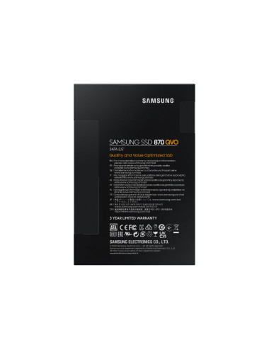 Samsung SSD 870 QVO 1000 GB SSD form factor 2.5" SSD interface SATA III Write speed 530 MB/s Read speed 560 MB/s