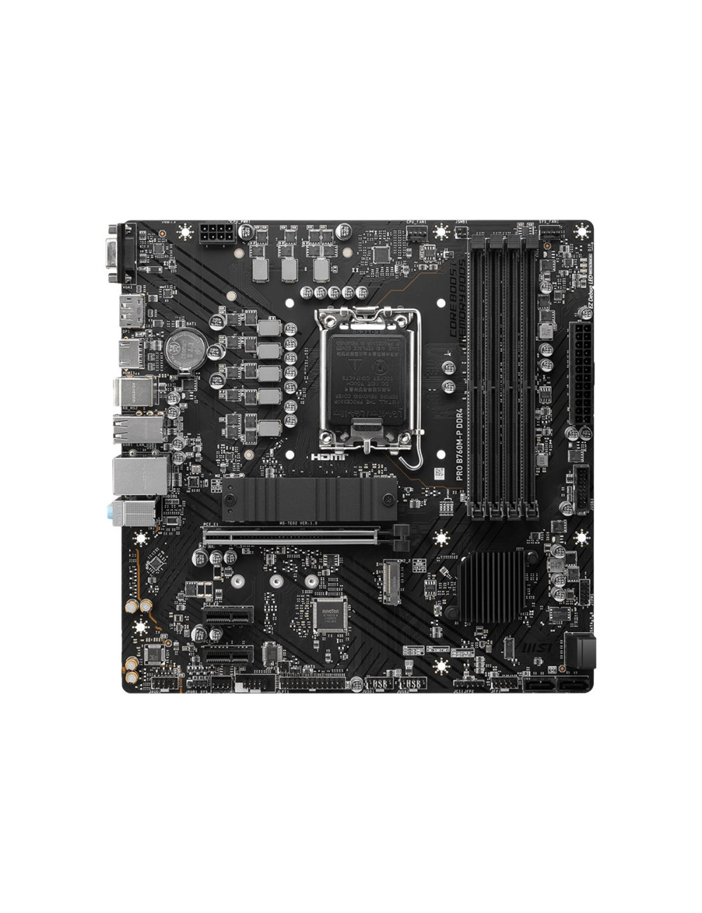 MSI PRO B760M-P DDR4 Processor family Intel Processor socket LGA1700 DDR4 DIMM Memory slots 4 Supported hard disk drive interfac