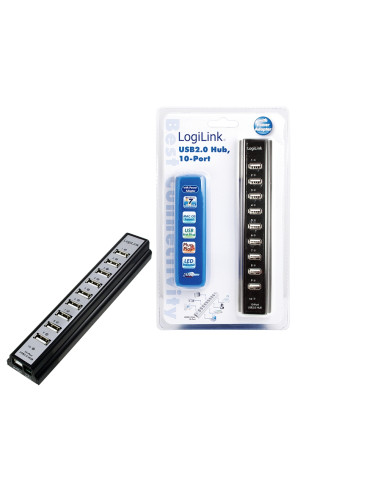 Logilink USB 2.0 Hub-10 port whit power adapter