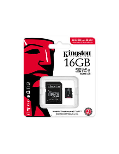 Kingston UHS-I 16 GB microSDHC/SDXC Industrial Card Flash memory class Class 10, UHS-I, U3, V30, A1 SD Adapter