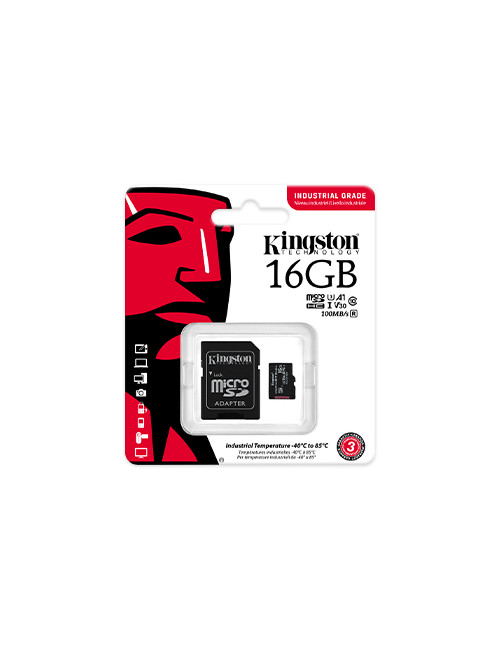 Kingston UHS-I 16 GB microSDHC/SDXC Industrial Card Flash memory class Class 10, UHS-I, U3, V30, A1 SD Adapter