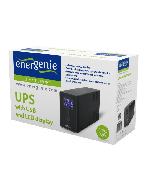 EnerGenie UPS with USB and LCD display, Black 850 VA 220 V