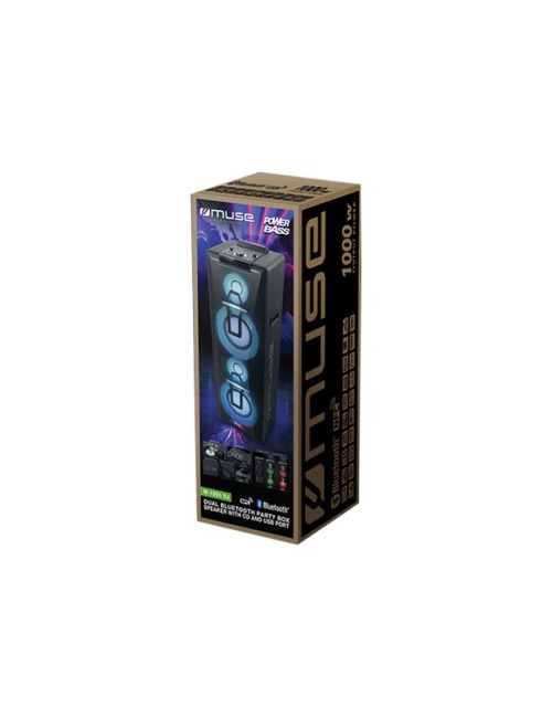 Muse Party Box Double Bluetooth CD Speaker M-1990 DJ 1000 W Wireless connection Black Bluetooth