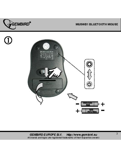 Gembird MUSWB2 6 button Optical Bluetooth mouse Black, Grey