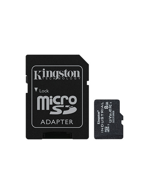 Kingston UHS-I 8 GB microSDHC/SDXC Industrial Card Flash memory class Class 10, UHS-I, U3, V30, A1 SD Adapter