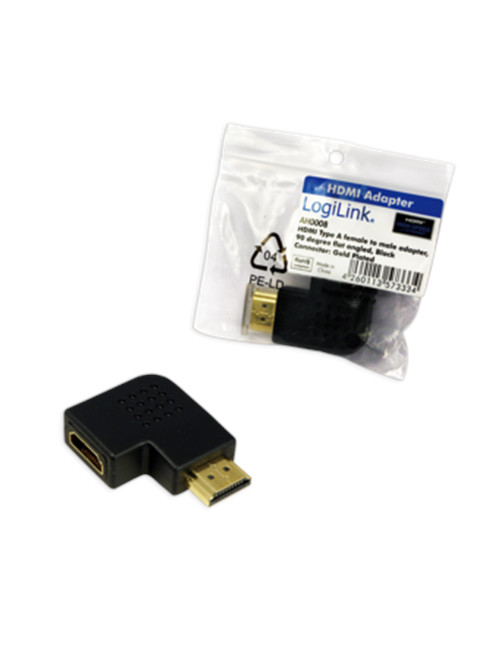 HDMI Adapter, AM to AF in 90 degree flat angled Logilink