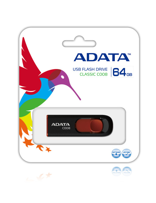 ADATA C008 64 GB USB 2.0 Black/Red