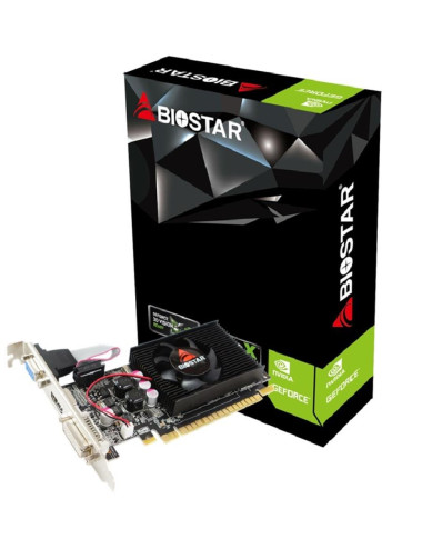 Graphics Card|BIOSTAR|NVIDIA GeForce 210|1 GB|DDR3|64 bit|PCIE 2.0 16x|Memory 1333 MHz|GPU 589 MHz|Single Slot Fansink|1x15pin D