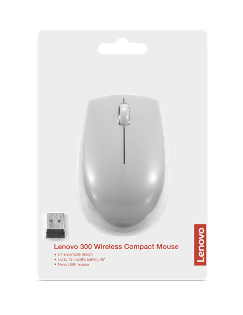 Lenovo | Compact Mouse with battery | 300 | Wireless | Arctic Grey