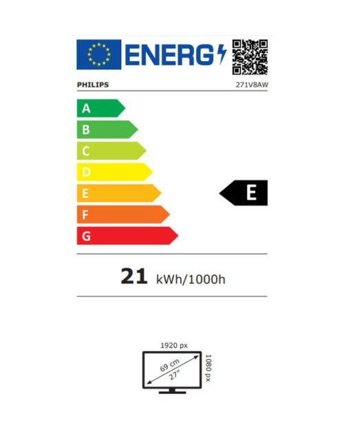 Philips | Monitor | 271V8AW/00 | 27 " | IPS | 1920 x 1080 pixels | 16:9 | 4 ms | 250 cd/m | White | 75 Hz
