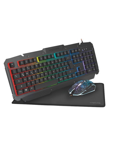 Logilink | Metal | Gaming-Set, keyboard, mouse and mouspad | ID0185 | Keyboard, Mouse and Pad Set | Wired | Mouse included | DE 