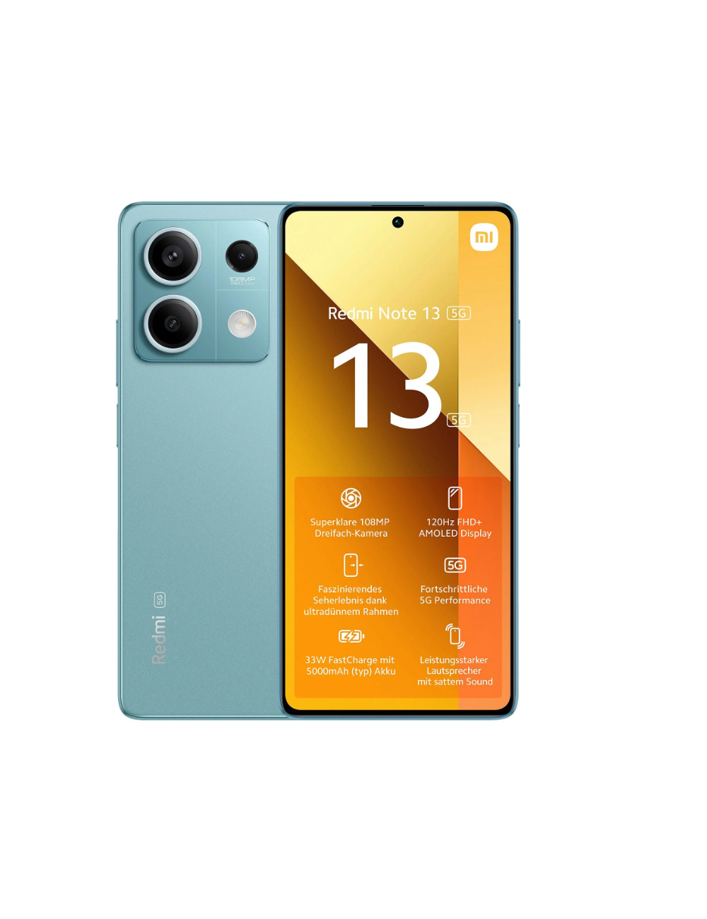 Xiaomi | Redmi | Note 13 | Ocean Teal | 6.67 " | AMOLED | 1080 x 2400 pixels | Mediatek | Dimensity 6080 | Internal RAM 8 GB | 2