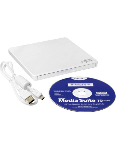 H.L Data Storage | Ultra Slim Portable DVD-Writer | GP60NW60 | Interface USB 2.0 | DVD R/RW | CD read speed 24 x | CD write spee
