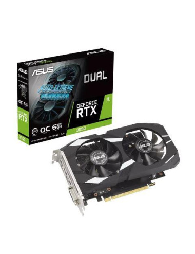 Graphics Card|ASUS|NVIDIA GeForce RTX 3050|6 GB|GDDR6|96 bit|PCIE 4.0 16x|Dual Slot Fansink|1xDVI-D|1xHDMI|1xDisplayPort|DUAL-RT