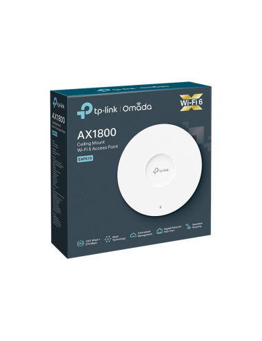 TP-LINK | EAP610 | AX1800 Indoor WiFi 6 Access Point | 802.11ax | 2.4 GHz/5 GHz | 1201 Mbit/s | N/A Mbit/s | Ethernet LAN (RJ-45