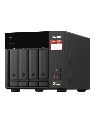 QNAP | 4-Bay QTS and QuTS hero NAS | TS-473A-8G | Up to 4 HDD/SSD Hot-Swap | AMD Ryzen | Ryzen V1500B Quad-Core | Processor freq