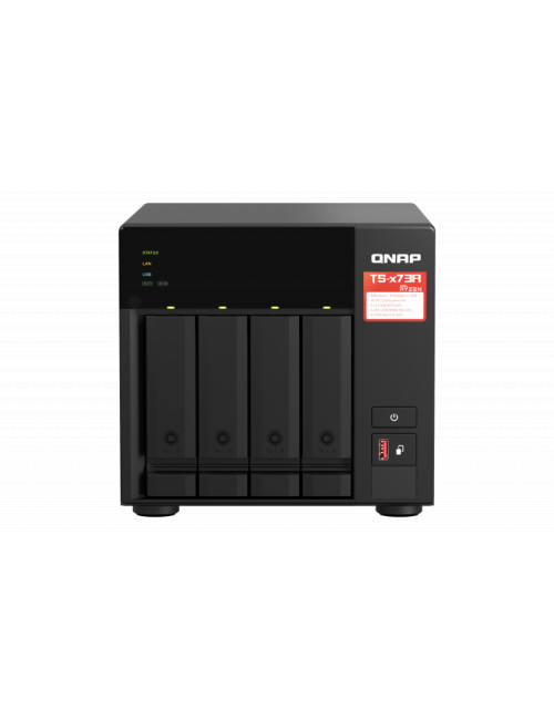 QNAP | 4-Bay QTS and QuTS hero NAS | TS-473A-8G | Up to 4 HDD/SSD Hot-Swap | AMD Ryzen | Ryzen V1500B Quad-Core | Processor freq