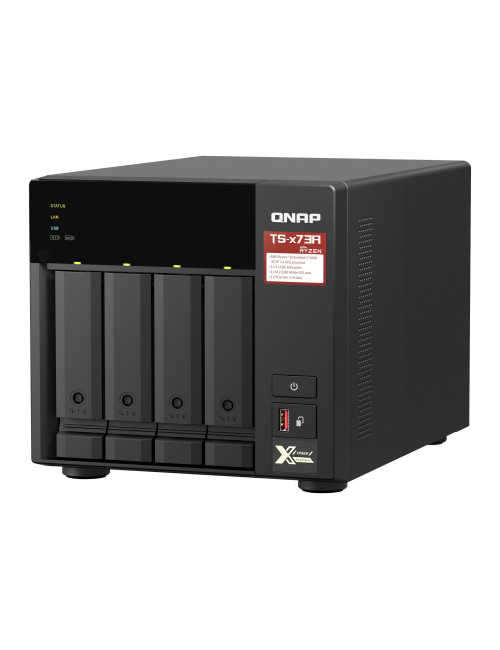 QNAP | 4-Bay QTS and QuTS hero NAS | TS-473A-8G | Up to 4 HDD/SSD Hot-Swap | AMD Ryzen | Ryzen V1500B Quad-Core | Processor freq