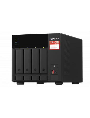 QNAP | 4-Bay QTS and QuTS hero NAS | TS-473A-8G | Up to 4 HDD/SSD Hot-Swap | AMD Ryzen | Ryzen V1500B Quad-Core | Processor freq