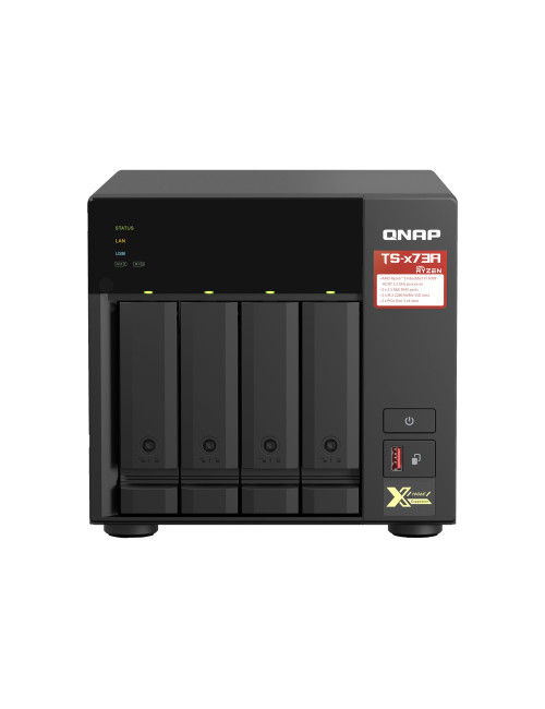 QNAP | 4-Bay QTS and QuTS hero NAS | TS-473A-8G | Up to 4 HDD/SSD Hot-Swap | AMD Ryzen | Ryzen V1500B Quad-Core | Processor freq