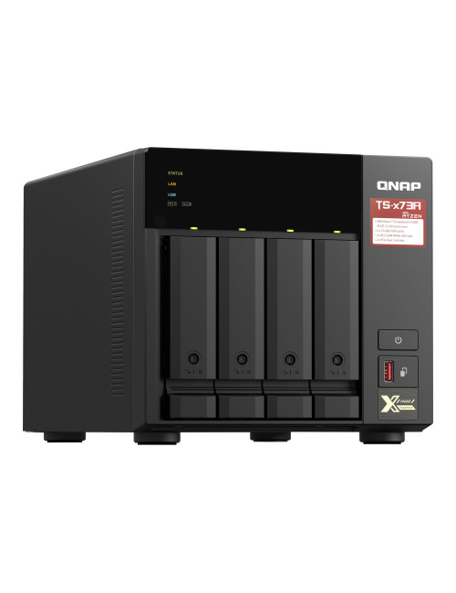 QNAP | 4-Bay QTS and QuTS hero NAS | TS-473A-8G | Up to 4 HDD/SSD Hot-Swap | AMD Ryzen | Ryzen V1500B Quad-Core | Processor freq