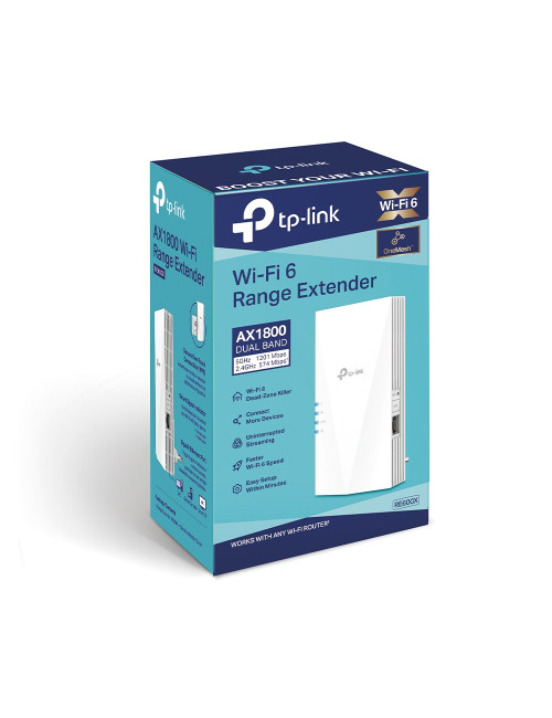 TP-LINK | RE600X | AX1800 Wi-Fi 6 Range Extender | 802.11ax | 2.4GHz/5GHz | Mbit/s | Mbit/s | Ethernet LAN (RJ-45) ports 1 | MU-