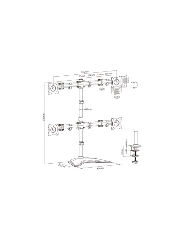 Digitus | Desk Mount | DA-90364 | Tilt, swivel, rotate | Black