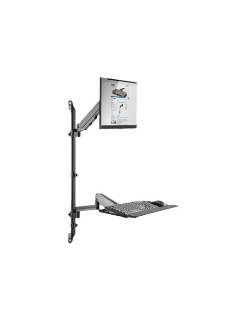 Digitus Sit-Stand Workstation Wall Single Mount, Max load 1-8 kg, max Screen Size: 17"-32", Black | Digitus